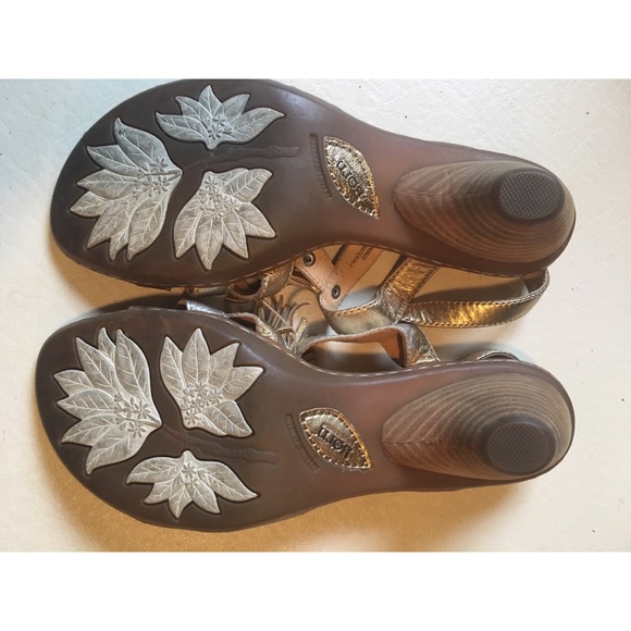 Glimmering Gold Born Strappy Wedge Sandals - Picture 3 of 4